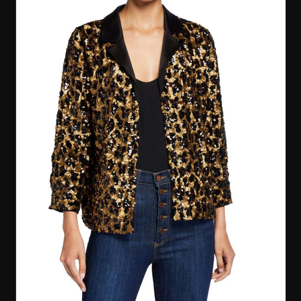 Alice + Olivia Keir Sequin Leopard Pyjama Top